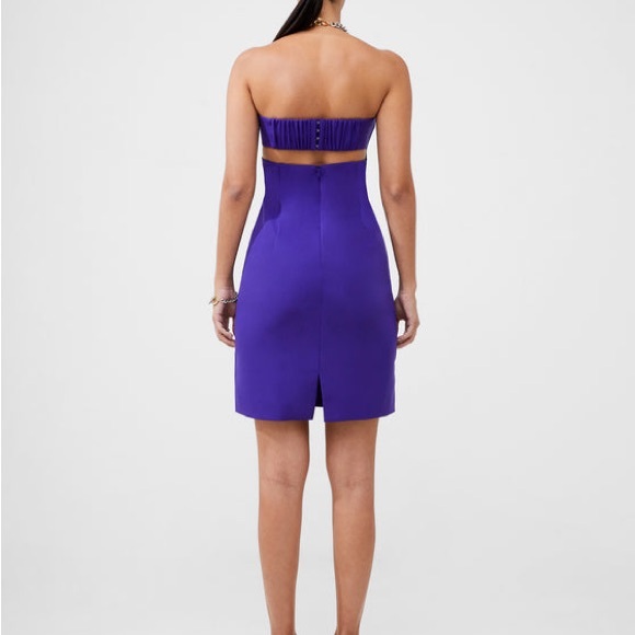 NWT French Connection Echo Crepe Cobalt Violet Midi Cocktail Dress, Size 12 - Picture 6 of 14